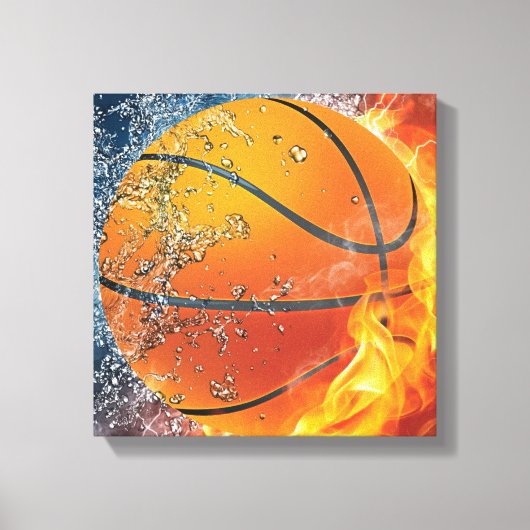 Flaming basketbal canvas afdruk (Voorkant)