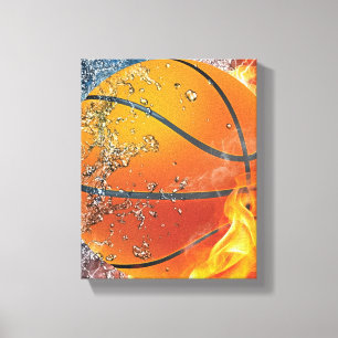 Flaming basketbal canvas afdruk