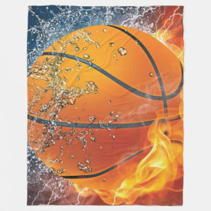Flaming basketbal fleece deken