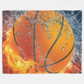Flaming basketbal fleece deken (Voorkant (Horizontaal))