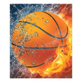 Flaming basketbal foto afdruk (Voorkant)