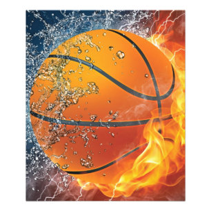 Flaming basketbal foto afdruk