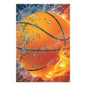 Flaming basketbal foto afdruk (Voorkant)