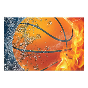 Flaming basketbal foto afdruk