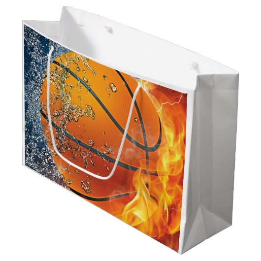 Flaming basketbal groot cadeauzakje (Voorkant Gekanteld)