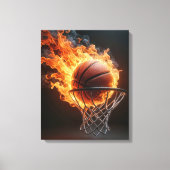 Flaming Basketbal in de Hoop Canvas Afdruk (Voorkant)