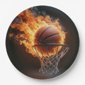 Flaming Basketbal in de Hoop Papieren Bordje (Voorkant)