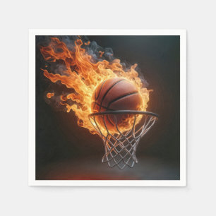 Flaming Basketbal in de Hoop Servet
