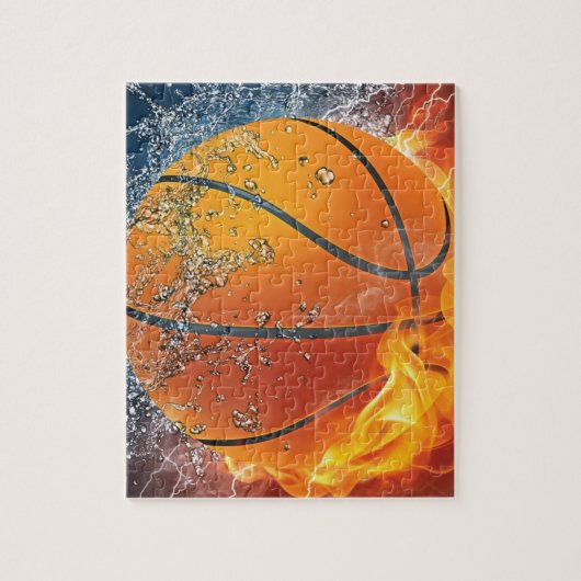 Flaming basketbal legpuzzel (Verticaal)