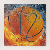 Flaming basketbal legpuzzel (Horizontaal)