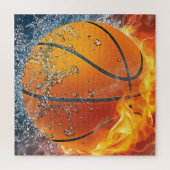 Flaming basketbal legpuzzel (Verticaal)