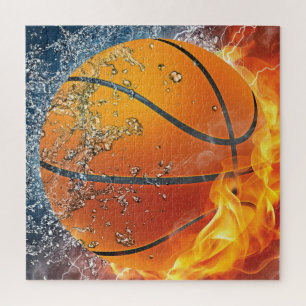 Flaming basketbal legpuzzel