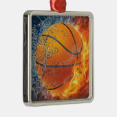 Flaming basketbal metalen ornament (Rechts)