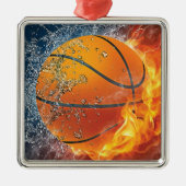 Flaming basketbal metalen ornament (Voorkant)