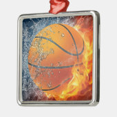 Flaming basketbal metalen ornament (Links)