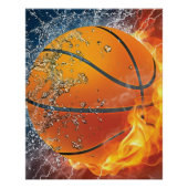 Flaming basketbal perfect poster (Voorkant)