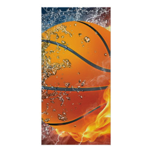 Flaming basketbal perfect poster