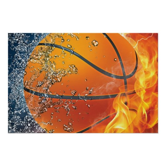 Flaming basketbal perfect poster (Voorkant)