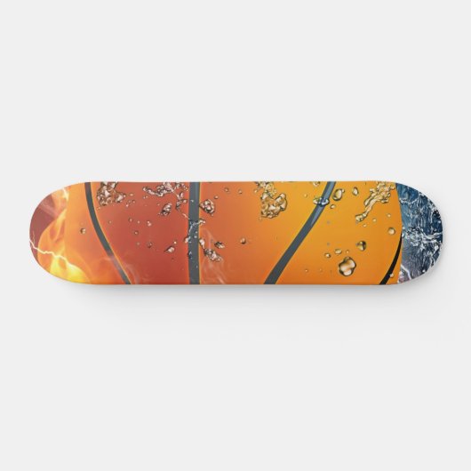 Flaming basketbal persoonlijk skateboard (Horizontaal)