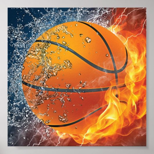 Flaming basketbal poster (Voorkant)