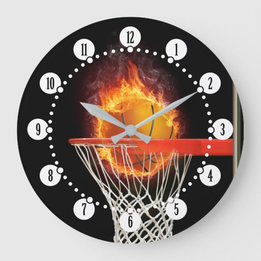 Flaming basketbal | Sport Gifts Grote Klok (Voorkant)