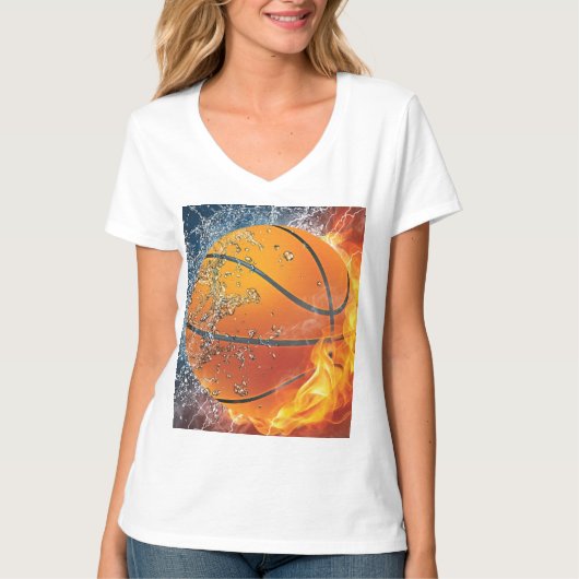 Flaming basketbal t-shirt (Voorkant)