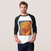 Flaming basketbal t-shirt (Voorkant volledig)