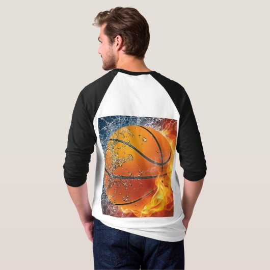 Flaming basketbal t-shirt (Achterkant volledig)