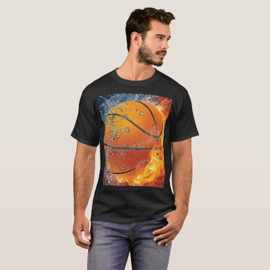 Flaming basketbal t-shirt (Voorkant volledig)
