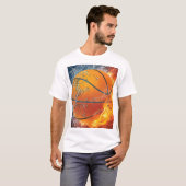 Flaming basketbal t-shirt (Voorkant volledig)