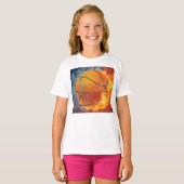 Flaming basketbal t-shirt (Voorkant volledig)