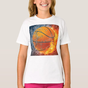 Flaming basketbal t-shirt