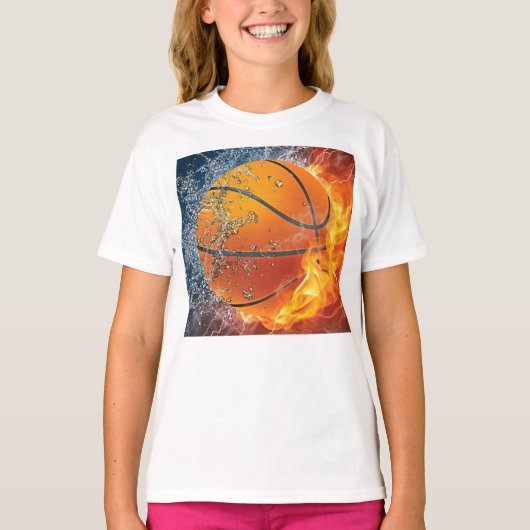 Flaming basketbal t-shirt (Voorkant)