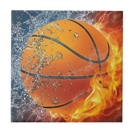 Flaming basketbal tegeltje (Voorkant)