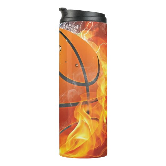 Flaming basketbal thermosbeker (Geroteerd rechts)