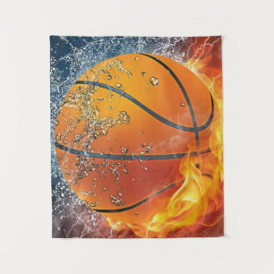 Flaming basketbal wandkleed