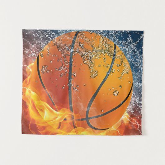 Flaming basketbal wandkleed (Voorkant (horizontaal))