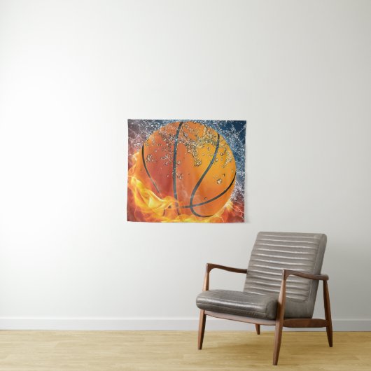 Flaming basketbal wandkleed (In Situ (horizontaal))