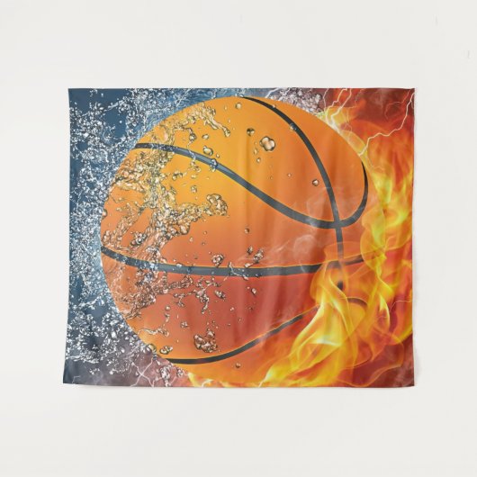 Flaming basketbal wandkleed (Voorkant (horizontaal))