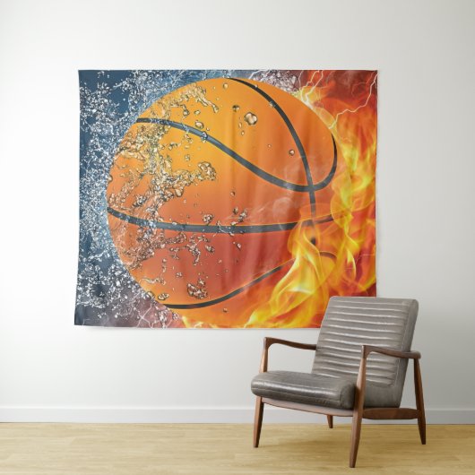 Flaming basketbal wandkleed (In Situ (horizontaal))