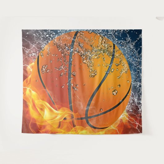 Flaming basketbal wandkleed (Voorkant (horizontaal))