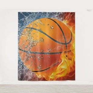 Flaming basketbal wandkleed