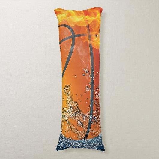 Flaming basketbal werpt kussen (Voorkant Verticaal)