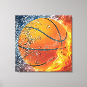 Flaming basketbal werpt kussen canvas afdruk
