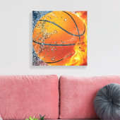 Flaming basketbal werpt kussen canvas afdruk (Insitu (Woonkamer))