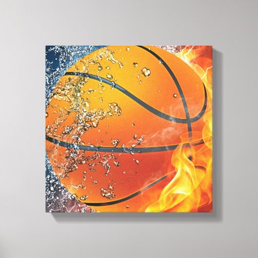 Flaming basketbal werpt kussen canvas afdruk (Voorkant)