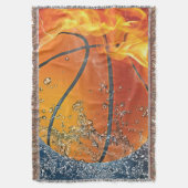 Flaming basketbal werpt kussen deken (Voorkant Verticaal)