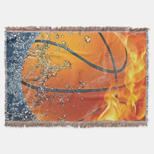 Flaming basketbal werpt kussen deken (Voorkant)