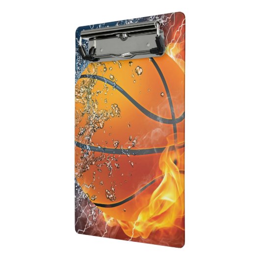 Flaming basketbal werpt kussen mini klembord (Angled2)