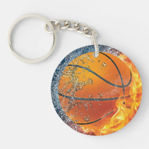 Flaming basketbal werpt kussen sleutelhanger